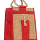 Natural Jute Cloth Handbag With Red and Beige ( Set of 2)