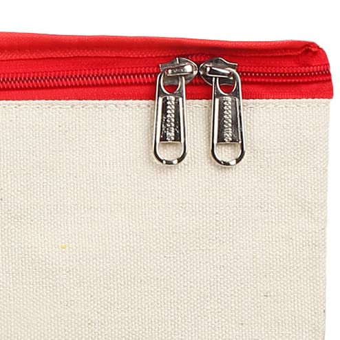 Natural Jute Cloth Handbag With White With Red Border Set of 2