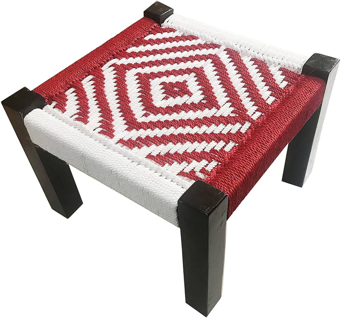 Red and White Wooden Pidha with Flower Design