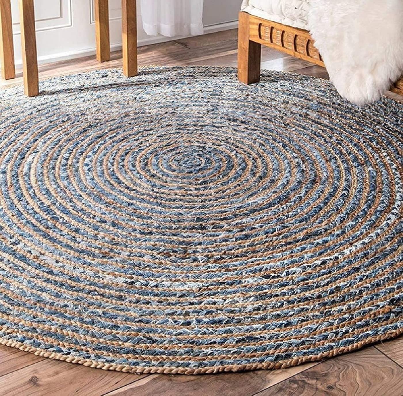Handcrafted Jute rug showcasing a unique blend 