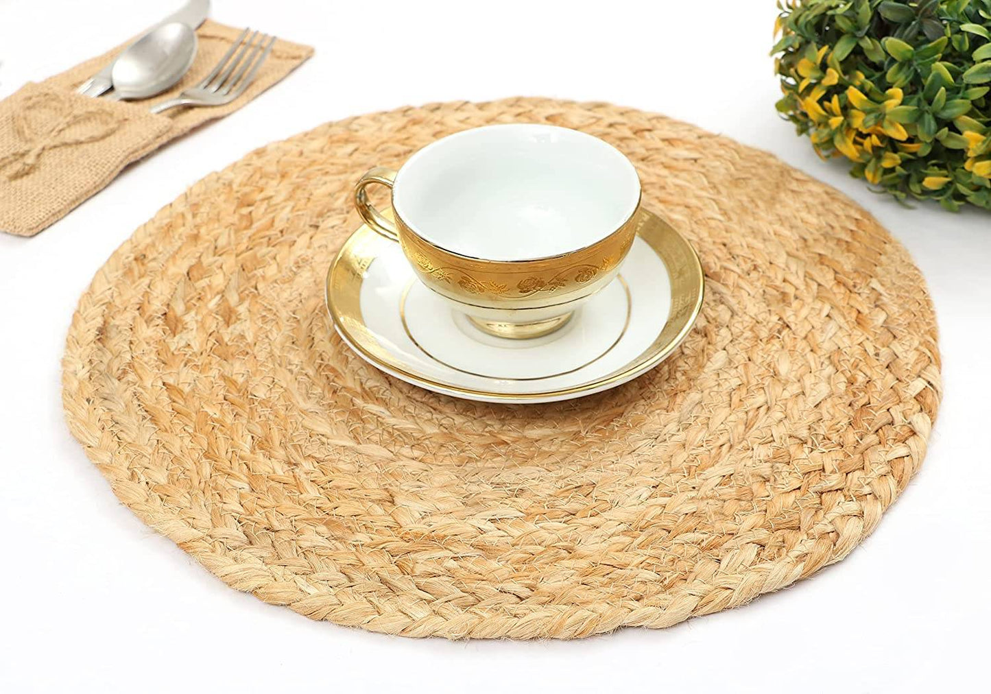 	 Braided Jute Placemats, 35 cm Round (Set of 4)