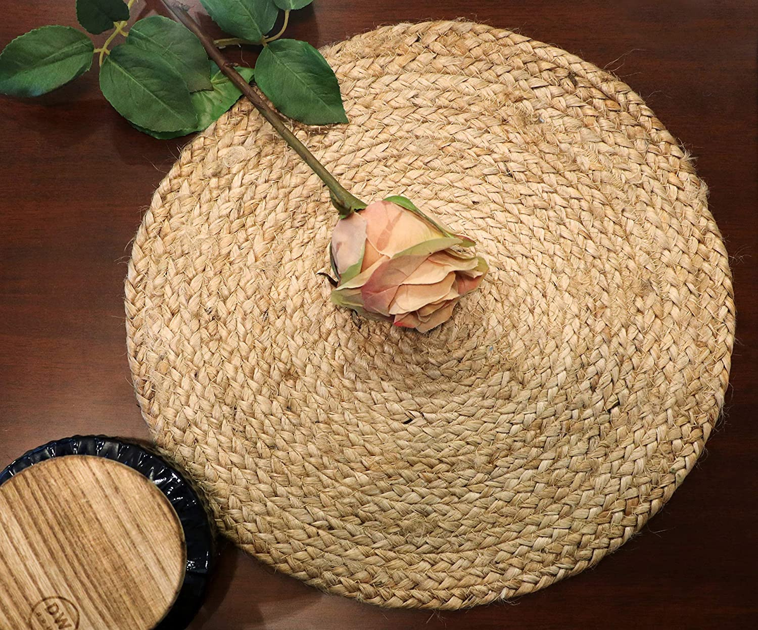 Handmakers  Natural Jute Round Dining Table Placemats for Utensil