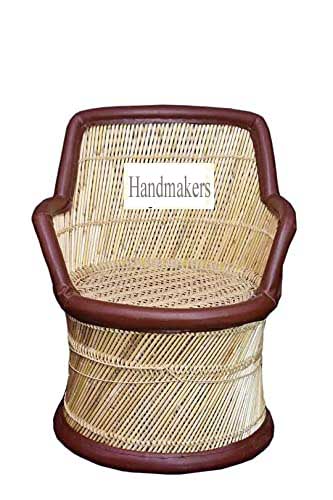 	 Natural Weaving Mudda Chair ith Rexine Covering