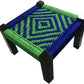Handmakers Wooden Stool with Blue and Green Color