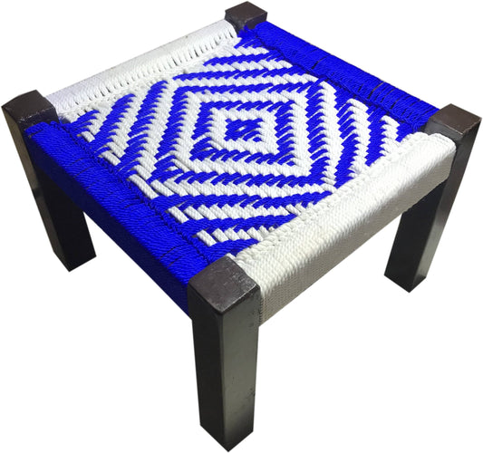 Wooden Stool Chowki Design With Blue and White  (Pidha)