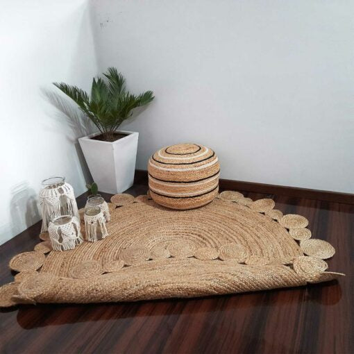 Handmaker! Jute Beige area rug with outer circle