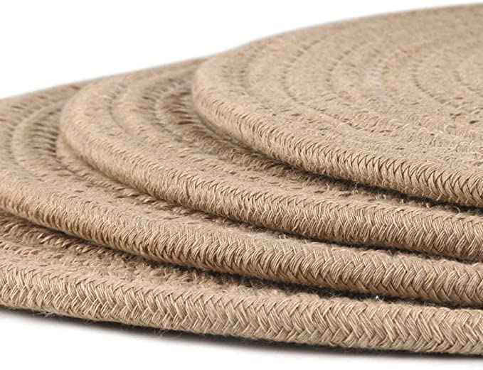 Handmakes Natural Beige Hamp dining  Table Placemats for  (Set of 6)