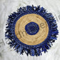 Jute Rugs Pure Handmade Beige With Blue Strips and Cutting Wire