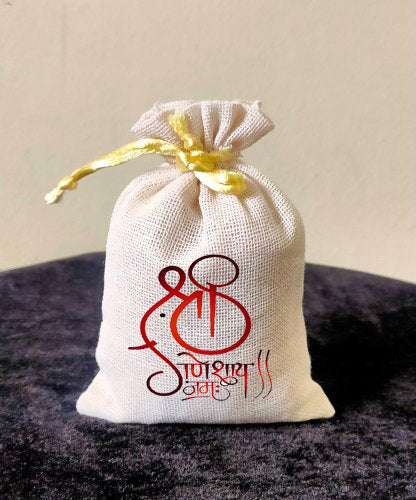 Handmakers Ganeshaya Namah Cotton Potli Bag
