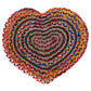 Handcrafted heart-shaped rug made from jute and cotton