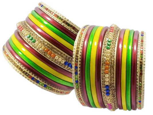 Hanmakers ! Jaipuri Pure hand made Multicolor Bridal and Partywear Lac Bangles Set of(13+13)
