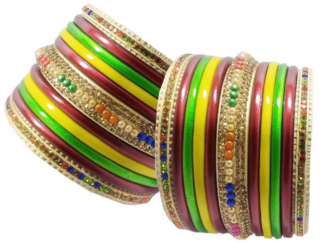 Hanmakers ! Jaipuri Pure hand made Multicolor Bridal and Partywear Lac Bangles Set of(13+13)