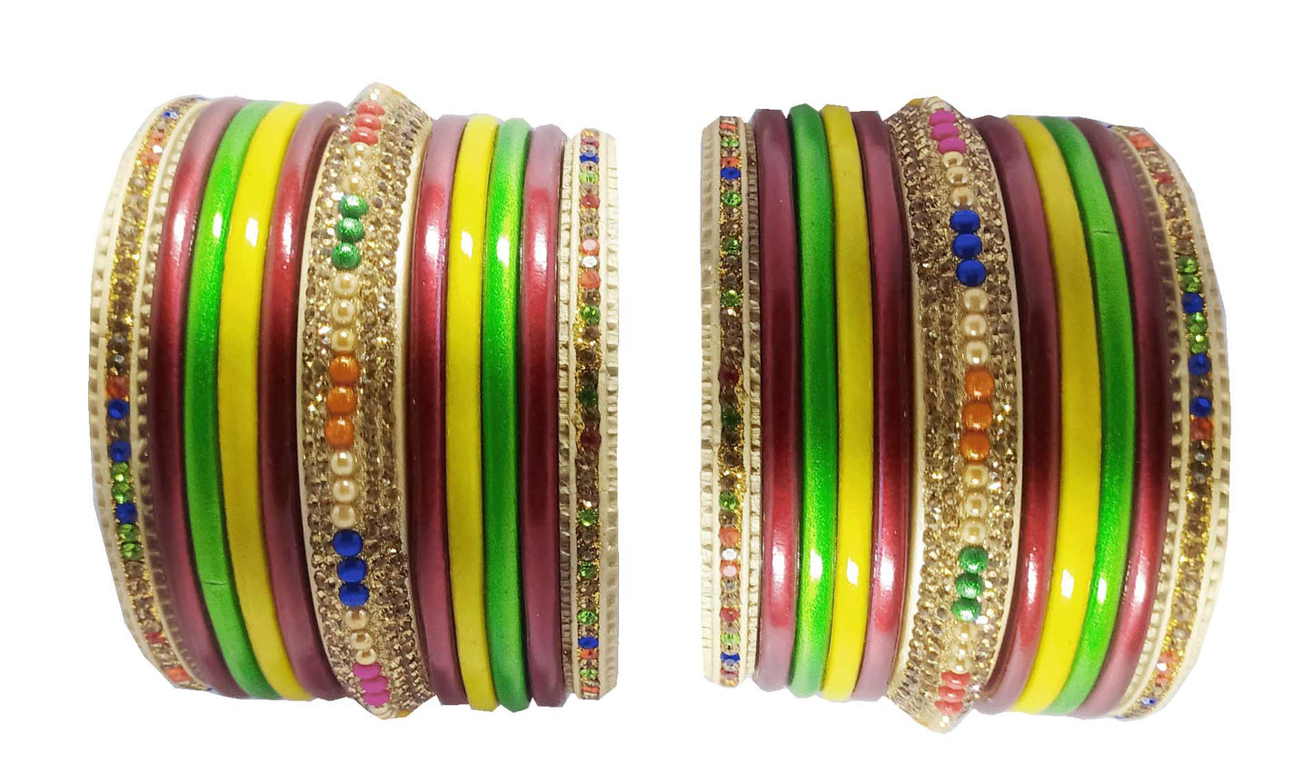 Hanmakers ! Jaipuri Pure hand made Multicolor Bridal and Partywear Lac Bangles Set of(13+13)