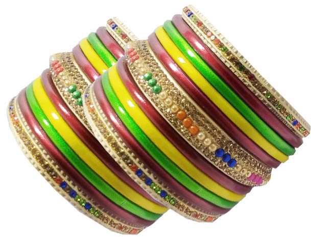 Hanmakers ! Jaipuri Pure hand made Multicolor Bridal and Partywear Lac Bangles Set of(13+13)