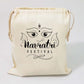 Handmakers white gift potli pouch with Black Navratri print for wedding
