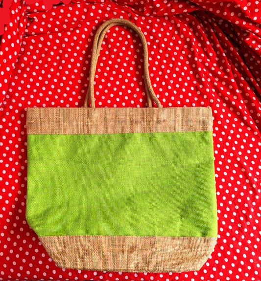 Handmakers Natural Jute Handbags for women with Green Color