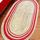 Natural Jute Area Oval shape carpet with red color