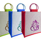 Personalized Jute Bags for Weddings 3-Pack Blue, Red, and Green Color Combination