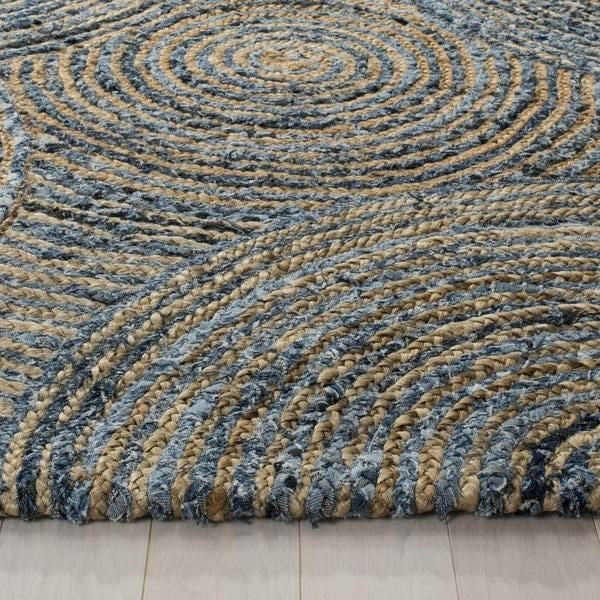 Handmakers! Jeans juteHandmaker! Jute Beige area rug with outer circle Round Area Rug for living room