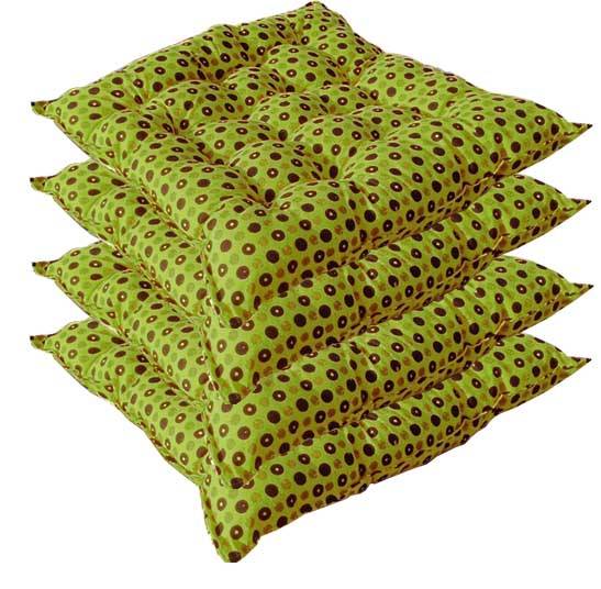 Handmakers Cotton Square Chair Pad Seat Cushion (18 inch X 18 Inch, Green)