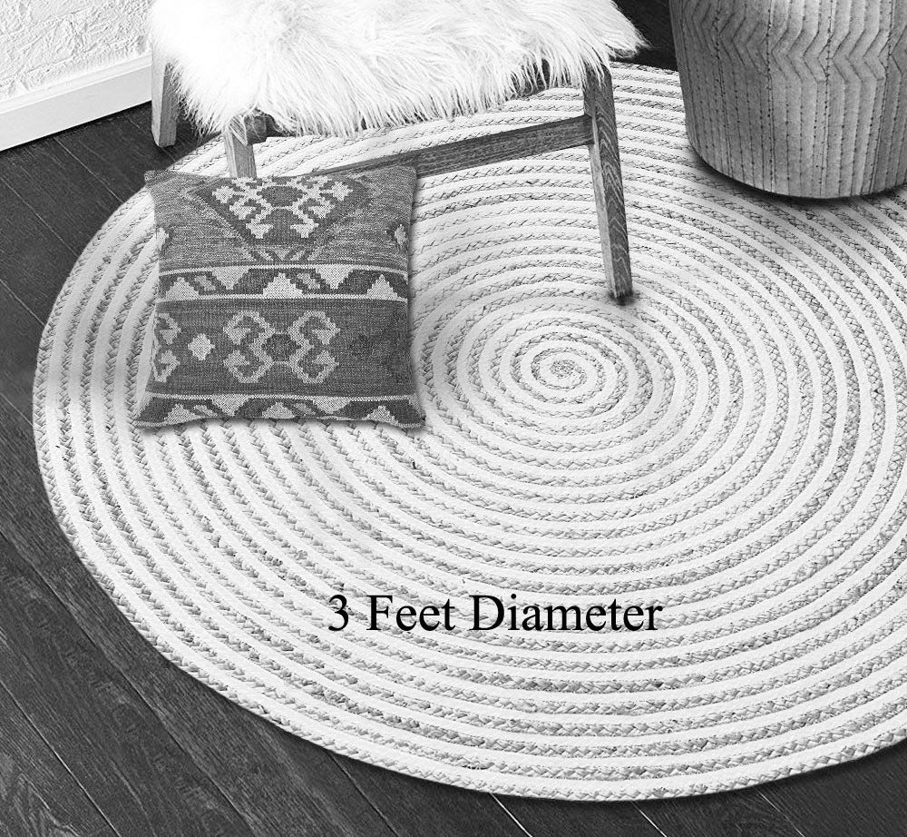 Handmakers Natural Jute doomats with White Mix Design