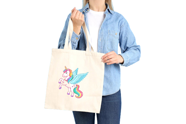 Handmakers Unicorn Print Canvas Tote Bag for Return Gift Bags (set of 2)