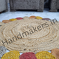 Handmakers Jute and cotton are rug with multiclored outer circle for living room