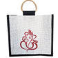 Personalized Jute Bags for Weddings 3-Pack Black, Red, and Yellow Color Combination
