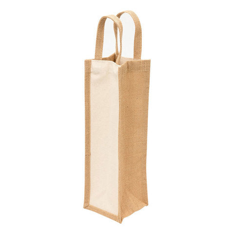 Handmakers Jute Water Bottle  Bag with  White and Beige  color  Pack of 2