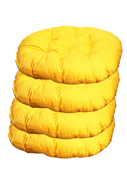 Handmakers Yellow Color Pure Cotto Round Cushion 18X18 inch (Pack of 4 )