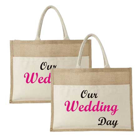 Natural Jute Cloth Handbag With Weeding (Set of 2)