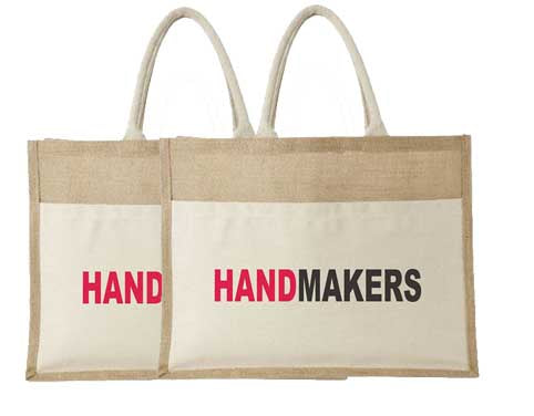 Natural Jute Cloth Handbag With Handmakers (Set of 2)