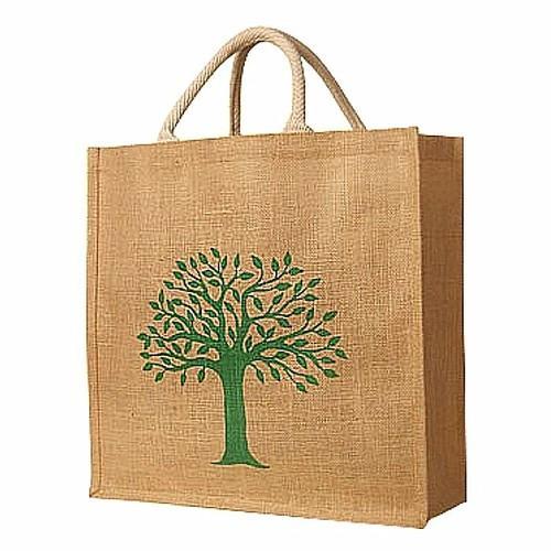 Natural Handmade Pure Jute Handbag With tree Design (Set of 2)