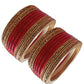 Handmakers ! Traditional Lac Bangles in Maroon with Golden color set of(8+8)