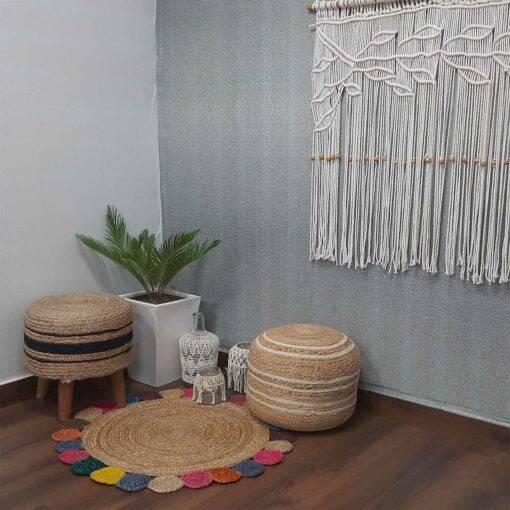 "Natura Jute Braide Outer Circle Multicolor Are Rug
