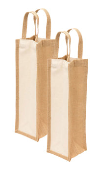 Handmakers Jute Water Bottle  Bag with  White and Beige  color  Pack of 2