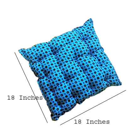 Handmakers Cotton Cushion with Square sahape for Chair  Seat Cushion (18 inch X 18 Inch, Blue)