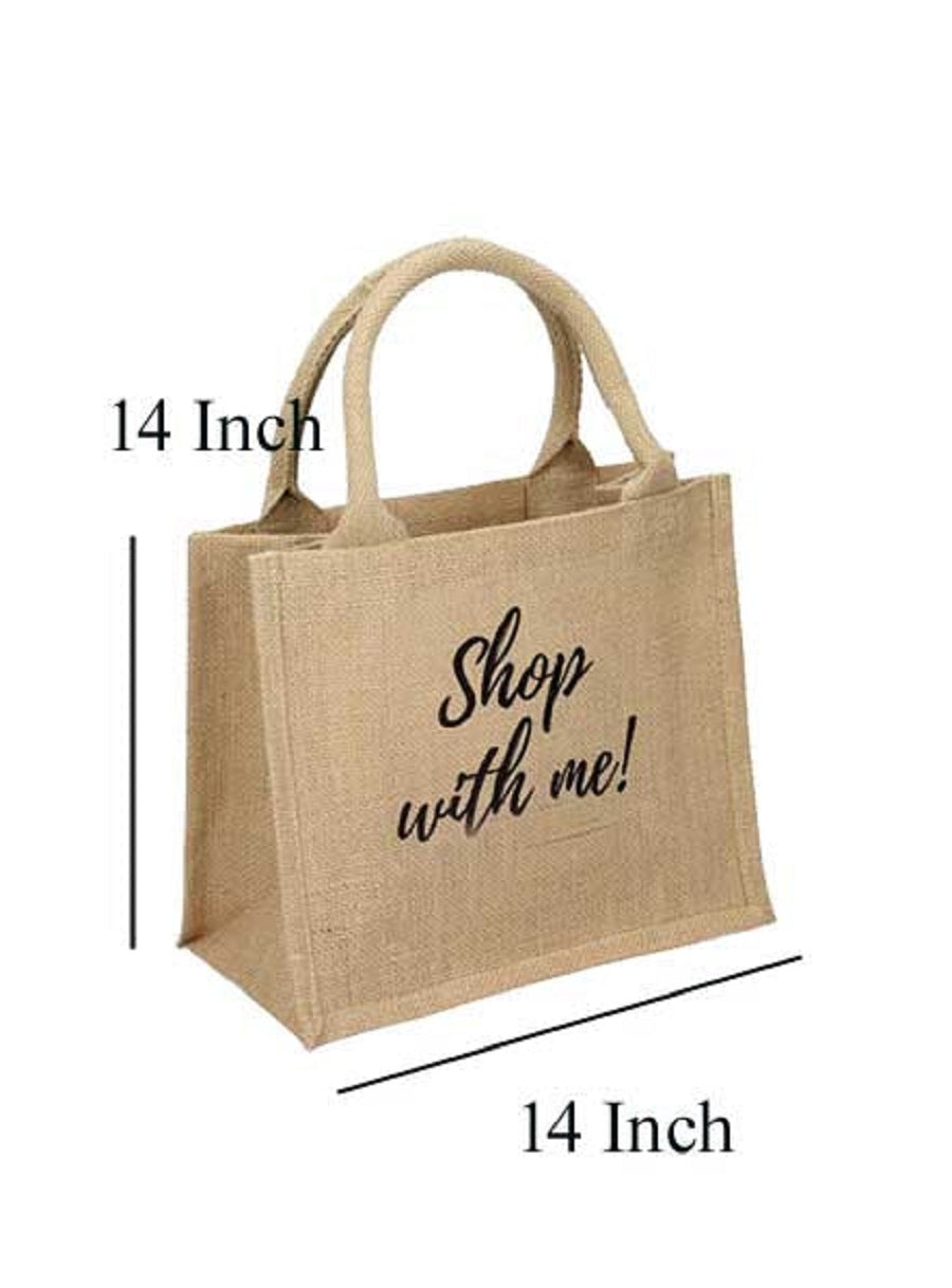 Natural Jute Cloth Handbag With Shop With Me (Set of 2)
