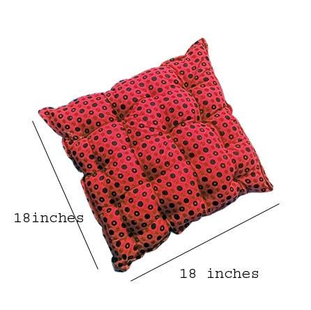 Handmakers Cotton Square Chair Pad Seat Cushion (18 inch X 18 Inch, Red)