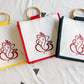 Personalized Jute Bags for Weddings 3-Pack Black, Red, and Yellow Color Combination